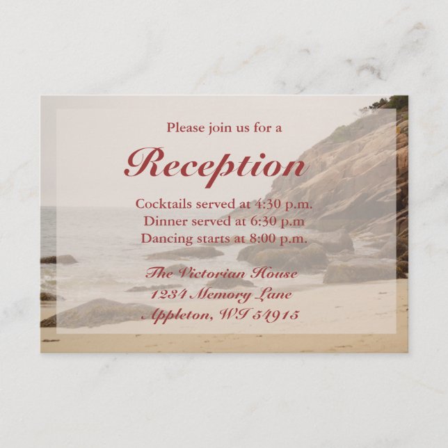 Cartas de recepción de bodas de playa - playa roco (Anverso)