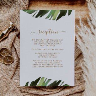 Cartas de recepción de bodas tropicales de hojas d