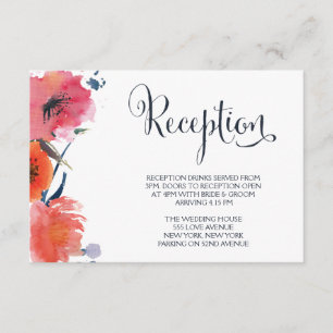 Cartas de recepción de nuez acuarela con flores