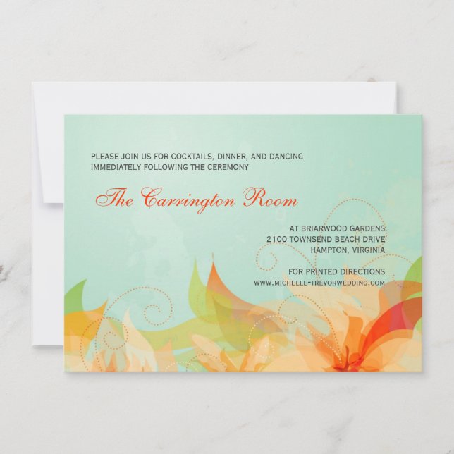 Cartas de recepción invitaciones a bodas florales  (Anverso)