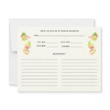 Cartas de recetas coloridas de la familia de los c