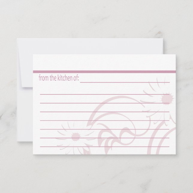 Cartas de recetas de tetera rosa y margarita (Anverso)