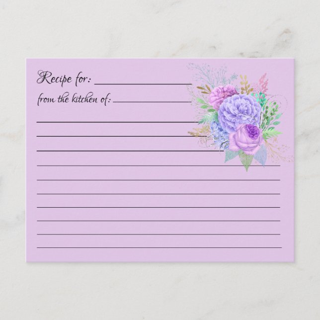 Cartas de recetas en blanco: postal para Bouquet d (Anverso)