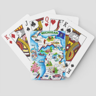 Cartas de reproducción de Mapa de Michigan Vintage