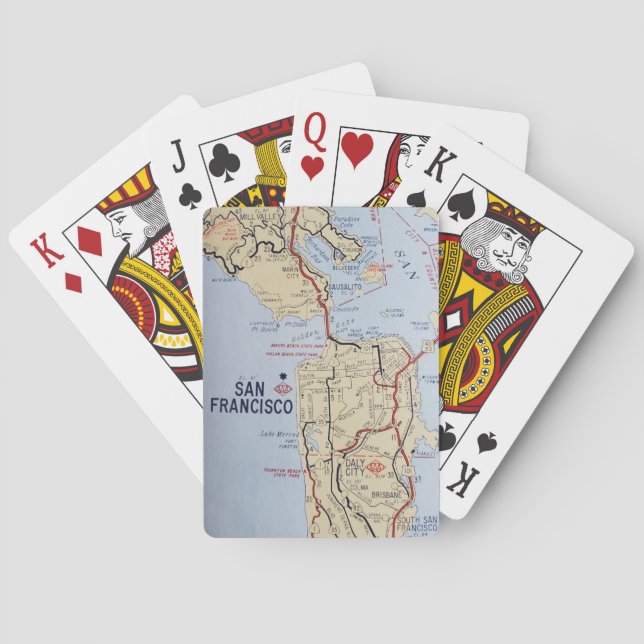 Cartas de reproducción del mapa retro de San Franc (Reverso)