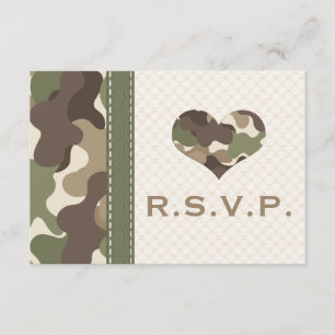 Cartas de respuesta de Camo Camouflage Heart RSVP