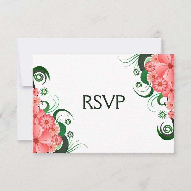 Cartas de respuesta de Hibiscus Elegant RSVP rosa  (Anverso)