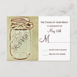 Cartas de respuesta de Mason Jar Rustic Country We