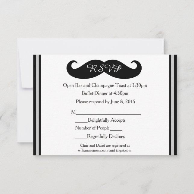 Cartas de respuesta de Mustache Gay Boda (Anverso)