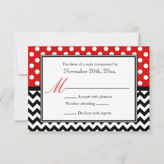 Cartas de respuesta de polka Dot Red & Chevron