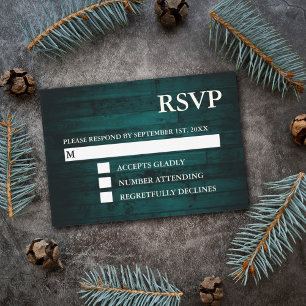 Cartas de RSVP Rústicas Verde azuladas de cuerda d