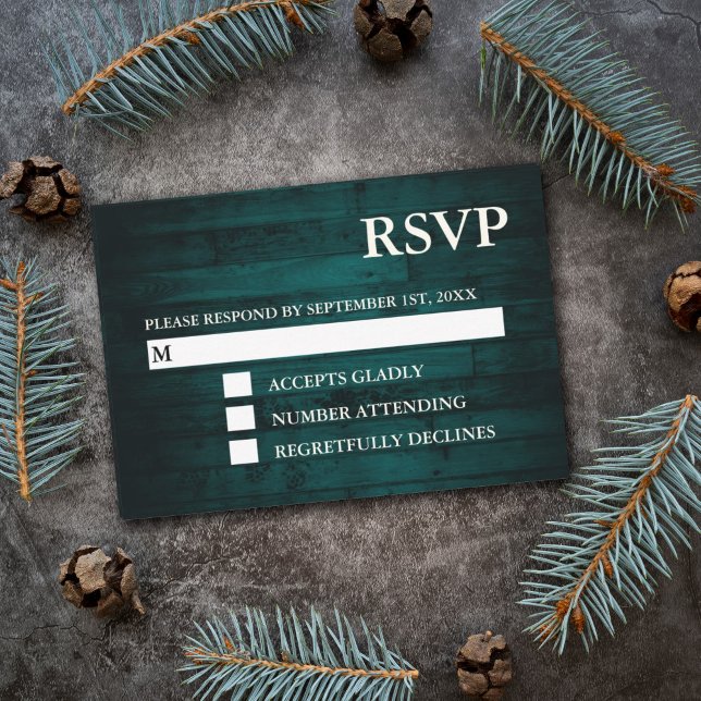 Cartas de RSVP Rústicas Verde azuladas de cuerda d (Subido por el creador)
