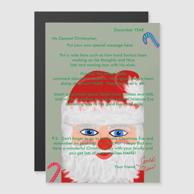 Cartas de Santa Claus Candy Canes (Anverso/Reverso)