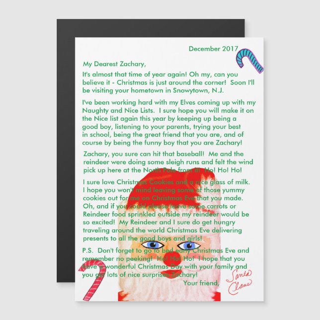 Cartas de Santa Magnéticas Carta Personalizada (Anverso/Reverso)