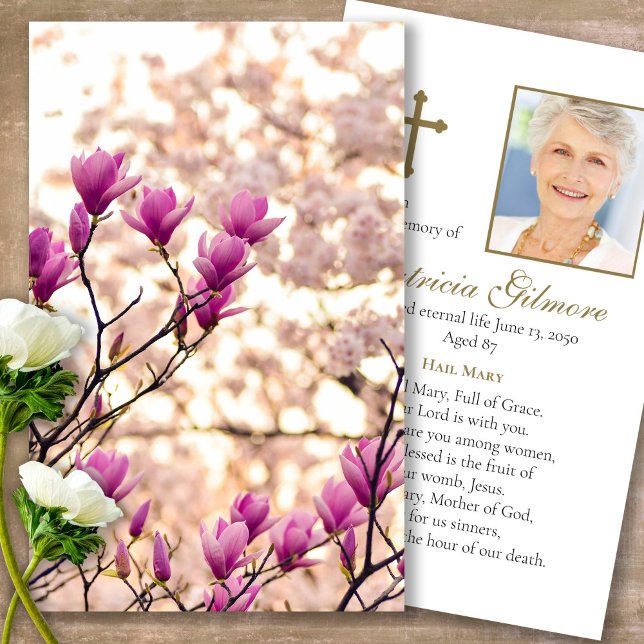Cartas de simpatía de la oración de la Magnolia Fu (Forever in our hearts, celebration of life, in loving memory of, prayer cards for bereavement)