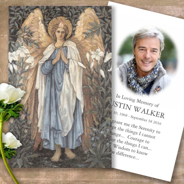 Cartas de simpatía de la oración del funeral Angel (catholic, religious, celebration of life, in loving memory of, prayer cards for bereavement)