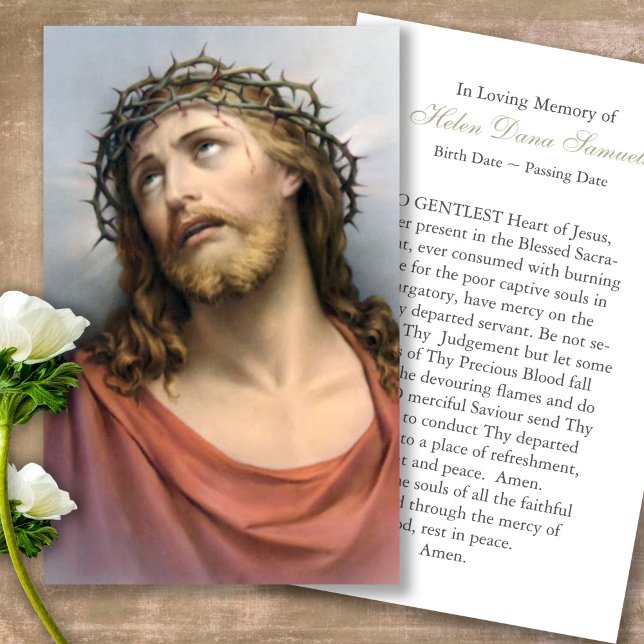 Cartas de simpatía de la oración del funeral de Je (catholic, religious, celebration of life, in loving memory of, prayer cards for bereavement)