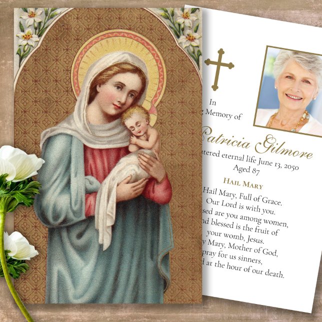 Cartas de simpatía de la Sagrada Oración de la Vir (catholic, religious, celebration of life, in loving memory of, prayer cards for bereavement)