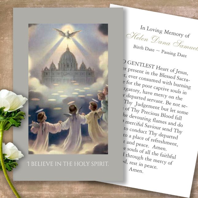 Cartas de simpatía de plegarias del Espíritu Santo (catholic, religious, celebration of life, in loving memory of, prayer cards for bereavement)