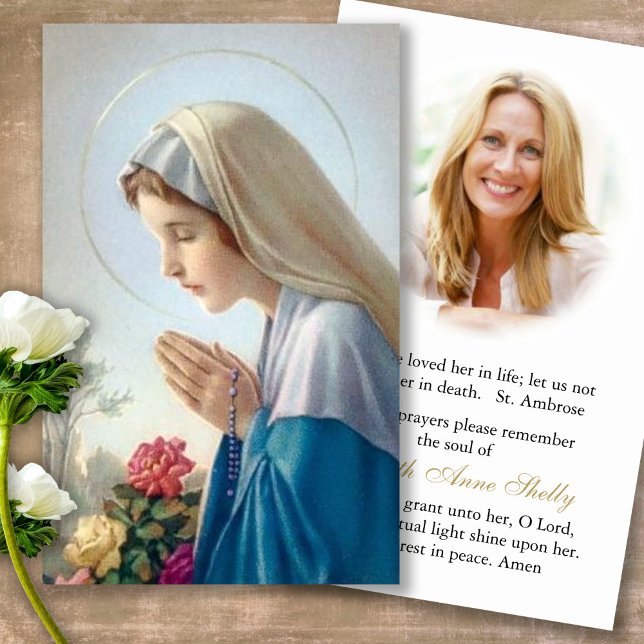Cartas de simpatía por la oración de Mary Loss Fun (catholic, religious, celebration of life, in loving memory of, prayer cards for bereavement)