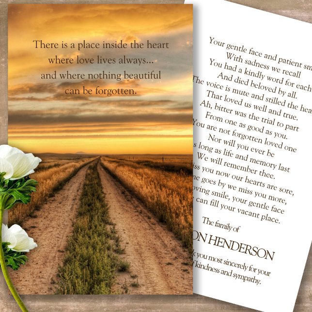 Cartas de simpatía por la oración del sol en el pa (sunset, sunrise, beach, celebration of life, in loving memory of, prayer cards for bereavement)