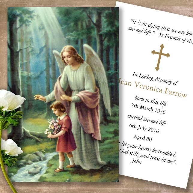 Cartas de solidaridad de la oración ángel de Dios  (catholic, religious, celebration of life, in loving memory of, prayer cards for bereavement)