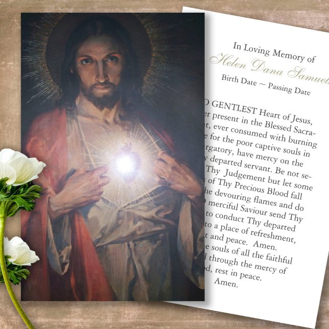 Cartas de solidaridad de la oración de Jesús en me (catholic, religious, celebration of life, in loving memory of, prayer cards for bereavement)