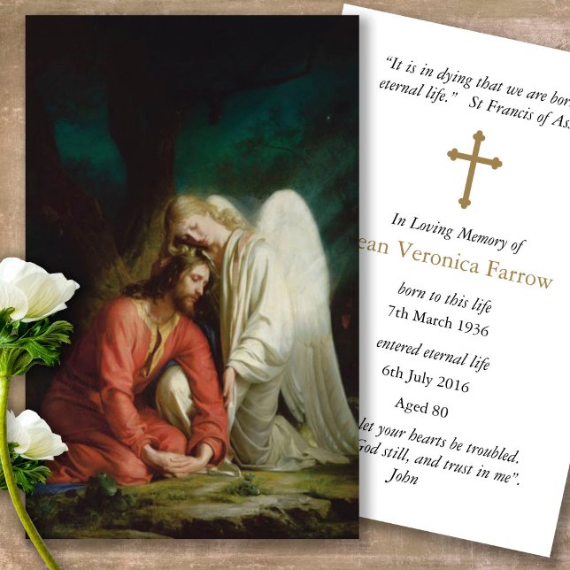 Cartas de solidaridad de la oración de Jesús y Ang (catholic, religious, celebration of life, in loving memory of, prayer cards for bereavement)