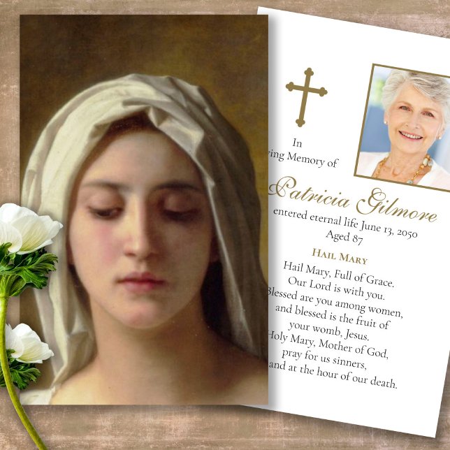 Cartas de solidaridad de la oración de Madonna (catholic, religious, celebration of life, in loving memory of, prayer cards for bereavement)
