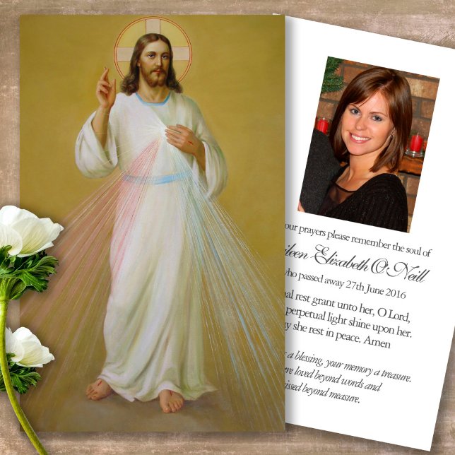 Cartas de solidaridad de la plegaria de piedad div (catholic, religious, celebration of life, in loving memory of, prayer cards for bereavement)