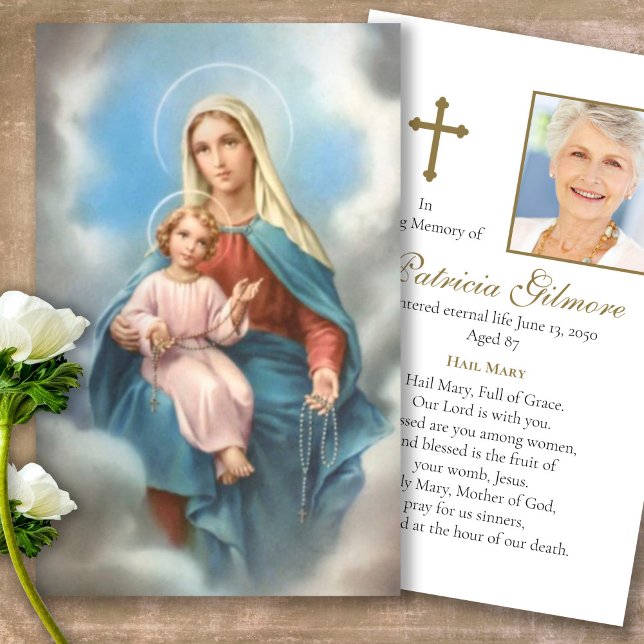 Cartas de solidaridad de la plegaria del Rosario S (catholic, religious, celebration of life, in loving memory of, prayer cards for bereavement)