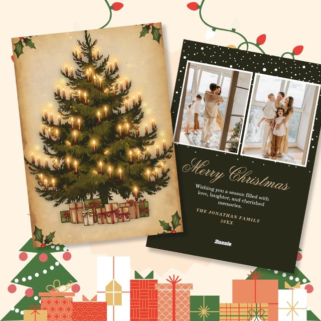 Cartas de vacaciones de árbol de Navidad vintage (Subido por el creador)