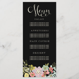 Cartas del menú de bodas del jardín floral