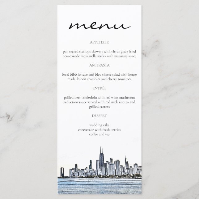 Cartas del menú del Skyline de Chicago (Anverso)