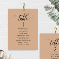 Cartas del plan de asientos de Terracotta con nomb