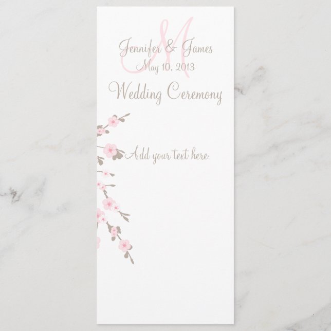 Cartas del programa de la iglesia Boda Cherry Blos (Anverso)