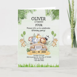 Cartas dobladas de invitaciones al cuarto cumpleañ