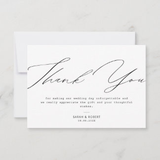 Cartas elegantes boda tarjeta de agradecimiento