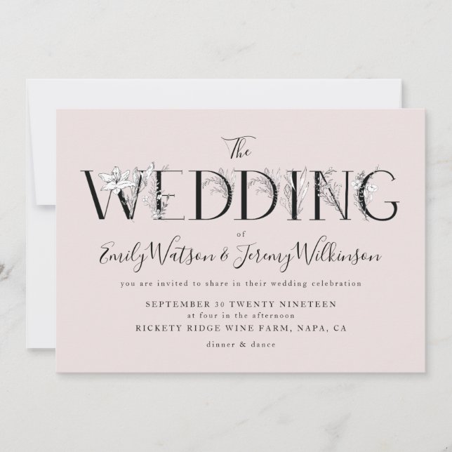 Cartas florales formales de Musk Rosado Invitación (Anverso)