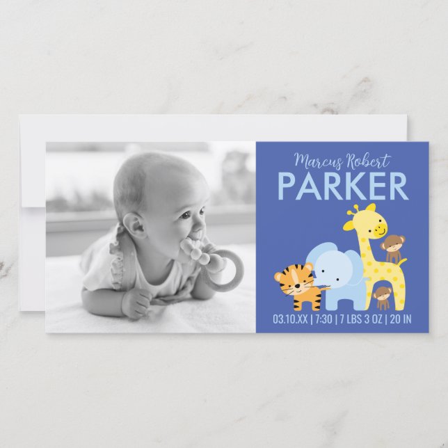 Cartas fotográficas de anuncio de nacimiento (azul (Anverso)