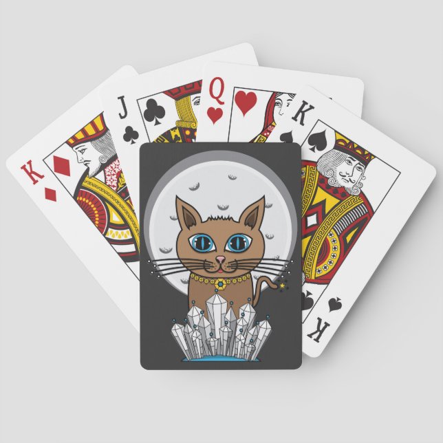Cartas Gato cósmico de la luna - azul - baraja (Reverso)