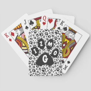 Cartas jugables con huellas de perro lunares en bl