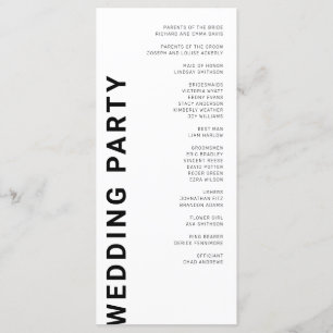 Cartas negrita minimalistas Programas de Boda Blan