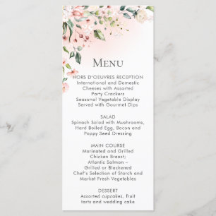 Cartas para cremallera del menú Floral rosa