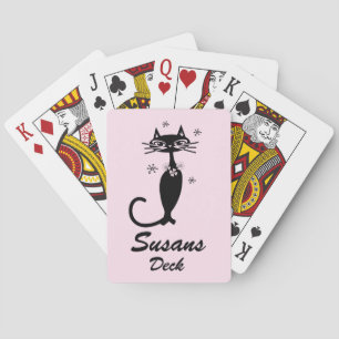 Cartas personalizadas retro atómicas de gato negro