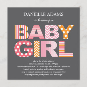 Cartas recortadas Invitación a Baby Shower - Chica