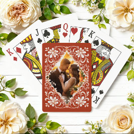Cartas rojas de juego de fotos románticas