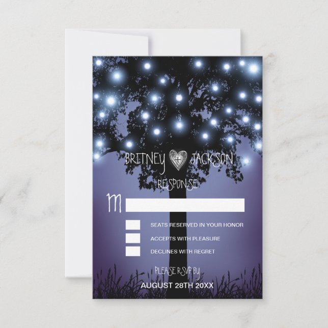 Cartas RSVP de Boda de Árbol Rústico de Bosque de  (Anverso)