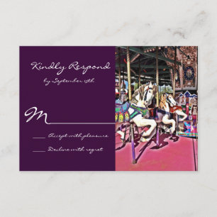 Cartas RSVP de Boda de Carrusel Horse Purple Carni