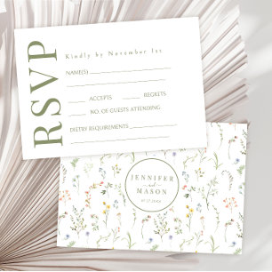 Cartas RSVP de Boda de Flor Silvestre Meadow Flora